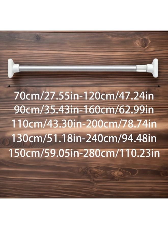 Adjustable Stainless Steel Shower Curtain Rod 59 110 Inches No Drill Retractable - Image 4